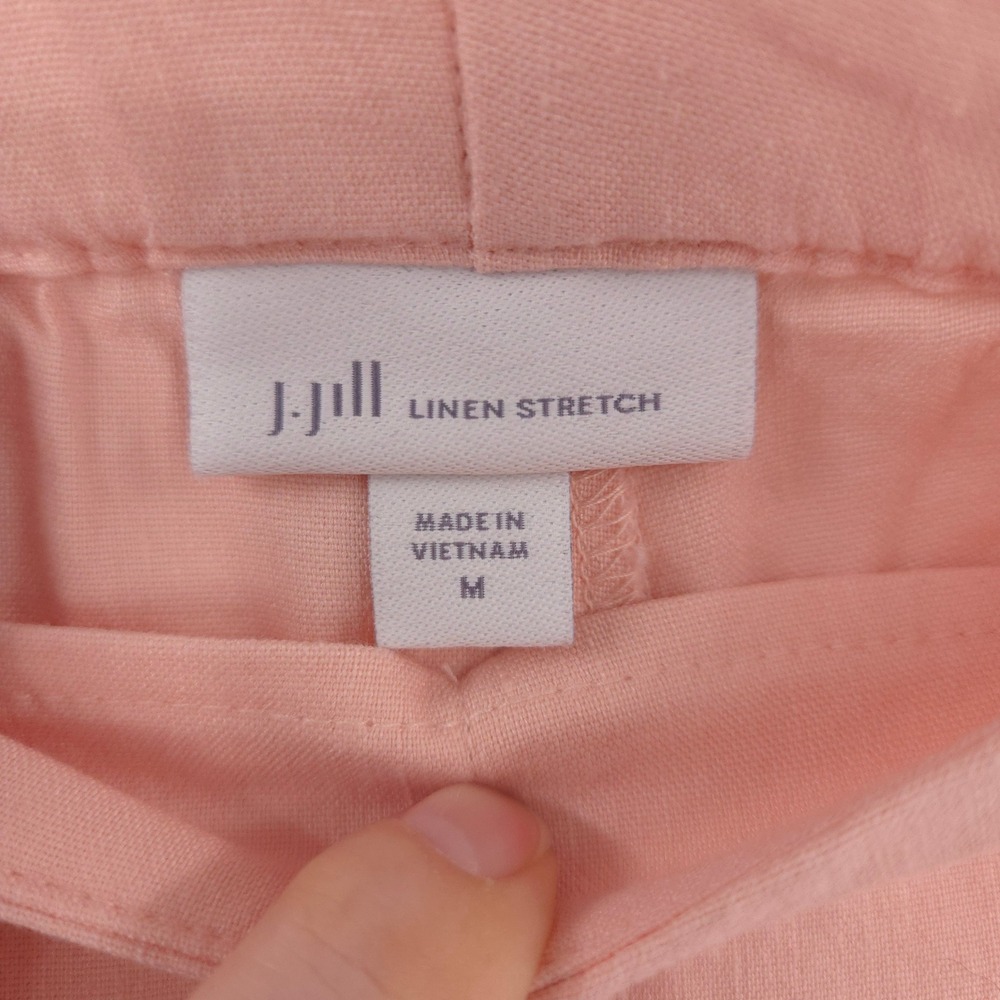 J.Jill Linen Stretch Pants Women Size M Peach Pull-On Side Slit Trousers - Picture 5 of 9